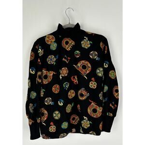 Crisca Abstract Fish Long Sleeve Turtleneck Shirt Womens Size 40 Canada Flawed